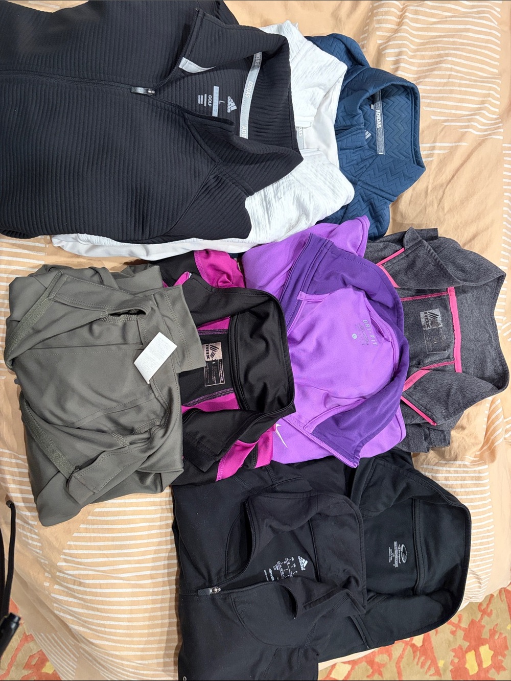 Lot of (9) Quarter-Zip Performance Tops